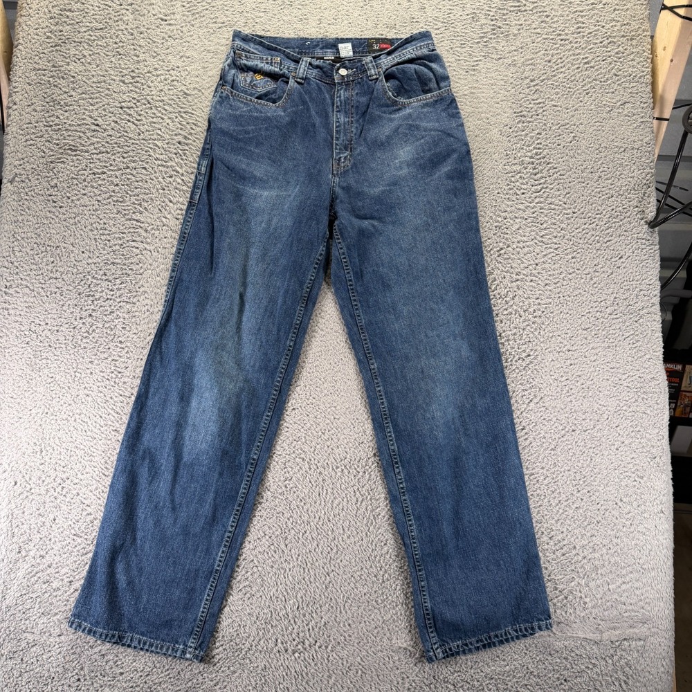 Vintage Kaalu Jeans Mens 32x33 Blue Cotton Denim Straight Faded Workwear Baggy